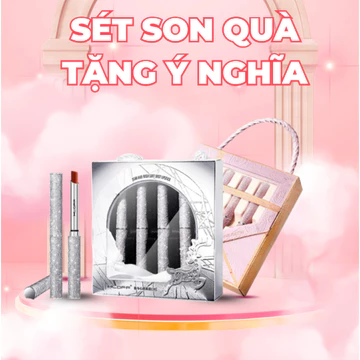 [ COMBO 2 SET ] SET SON QUÀ TẶNG son nội địa Trung 4 Heyxi HLOFF cây lâu trôi bền màu hộp sang trọng, Hộp 4 thỏi son
