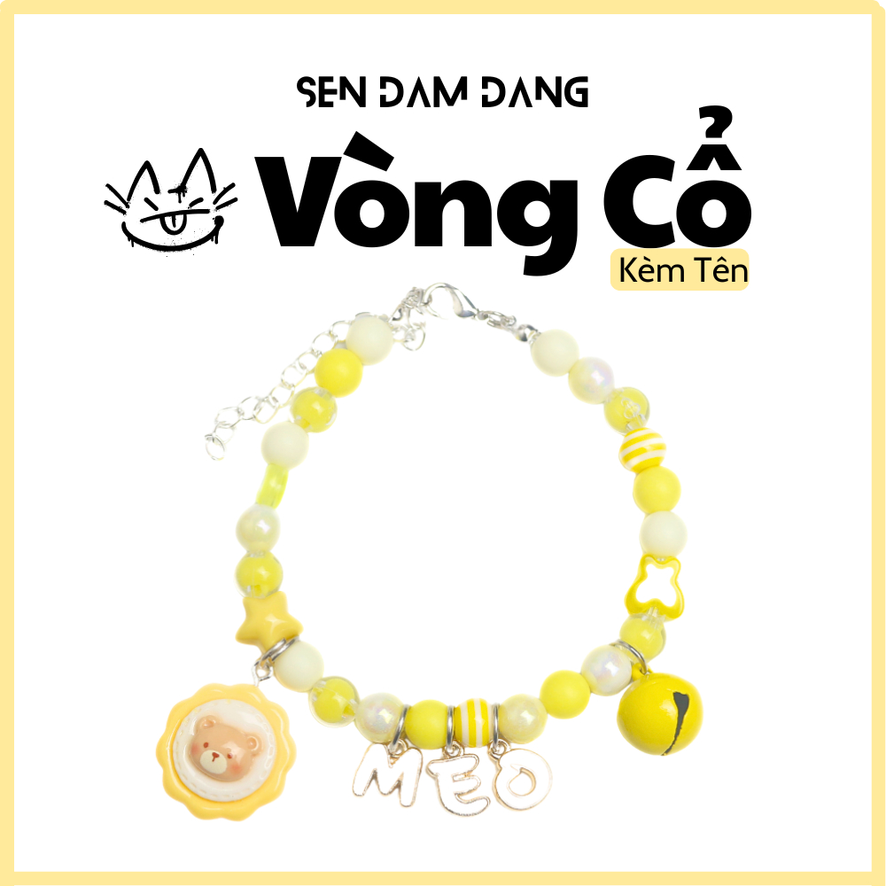 Vòng Cổ Dây Mix Vàng Kèm Chữ Cho Cún Mèo Theo Yêu Cầu
