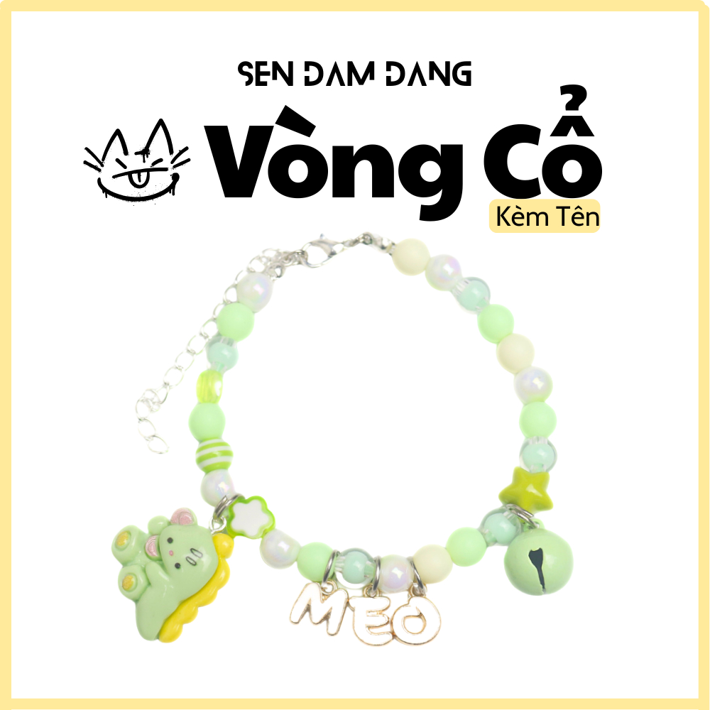 Vòng Cổ Dây Mix Xanh Lá Kèm Chữ Cho Cún Mèo Theo Yêu Cầu