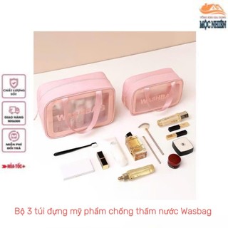 [ WashBag ] Bộ 3 túi trong suốt đựng mỹ phẩm, đồ trang điểm du lịch, chống thấm nước hiệu quả - WashBag