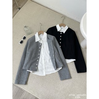 Set 2 Áo Dạ Tweed Cổ Tròn Phối Áo Sơ Mi 247store  Mua 1 Được 2 Thanh Lịch Chuẩn Style Công Sở Trường Lớp Setdasomi289