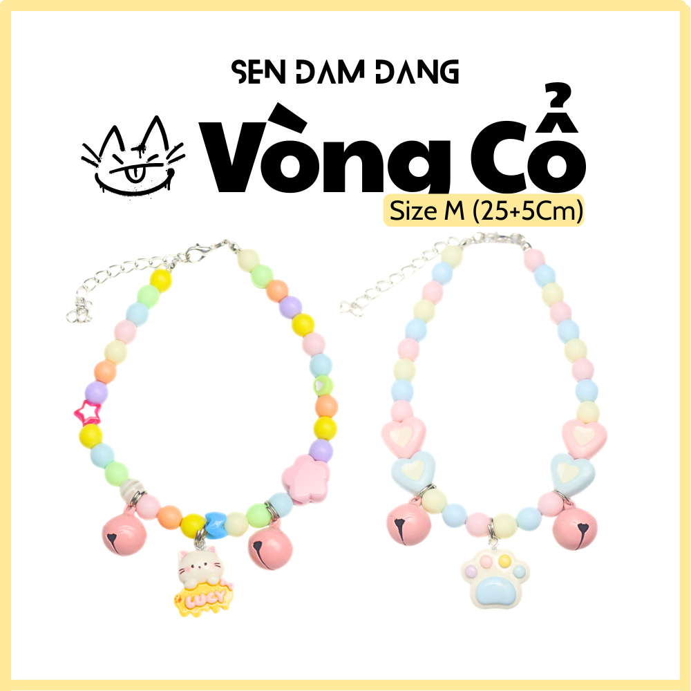 Size M - Vòng Cổ Pastel Cho Mèo Lớn - Chiều Dài 25cm+5cm Dây Nối