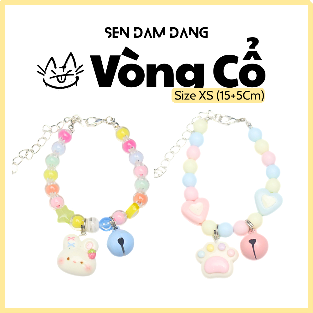 Size XS - Vòng Cổ Pastel Cho Mèo Con - Chiều Dài 15cm+5cm Dây Nối