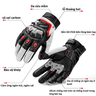 Găng Tay Da Cừu Có Gù Carbon Cho Người Đi Xe Máy 0305C Libi House
