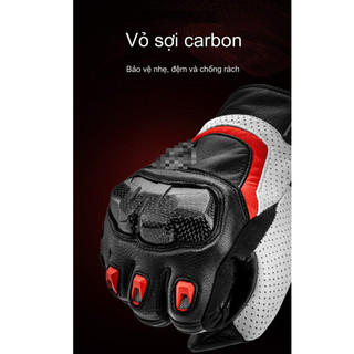 Găng Tay Da Cừu Có Gù Carbon Cho Người Đi Xe Máy 0305C Libi House