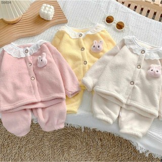 Bộ lông cho bé gái bé trai hình thỏ gấu dễ thương, đồ bộ dài tay thu đông cho bé 8-26kg