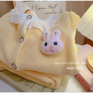 Bộ lông cho bé gái bé trai hình thỏ gấu dễ thương, đồ bộ dài tay thu đông cho bé 8-26kg