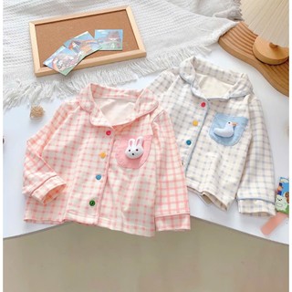 Pijama cho bé gái túi ngực đính họa tiết nổi sz 8-30kg, đồ ngủ cho bé gái hoạ tiết siêu xinh 2025