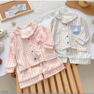 Pijama cho bé gái túi ngực đính họa tiết nổi sz 8-30kg, đồ ngủ cho bé gái hoạ tiết siêu xinh 2025