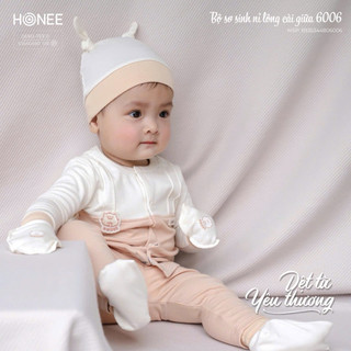 Bộ sơ sinh nỉ lông cài chéo 5993 honee