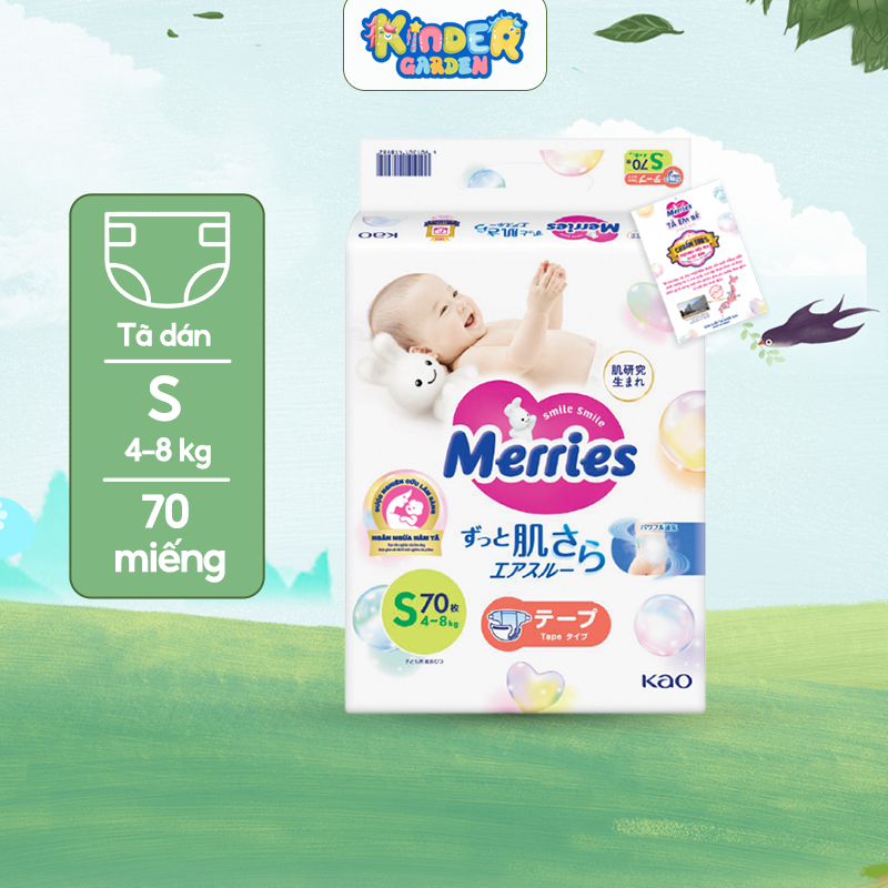 Tã/bỉm dán Merries size S - 70 miếng (dành cho bé 4 - 8kg) | Shopee ...
