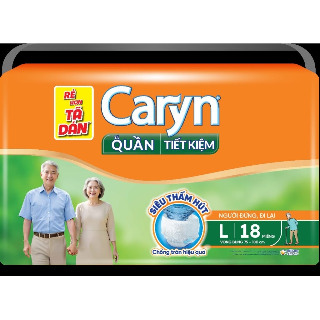 Tã quần Caryn nhẹ ngày và đêm M18, L18