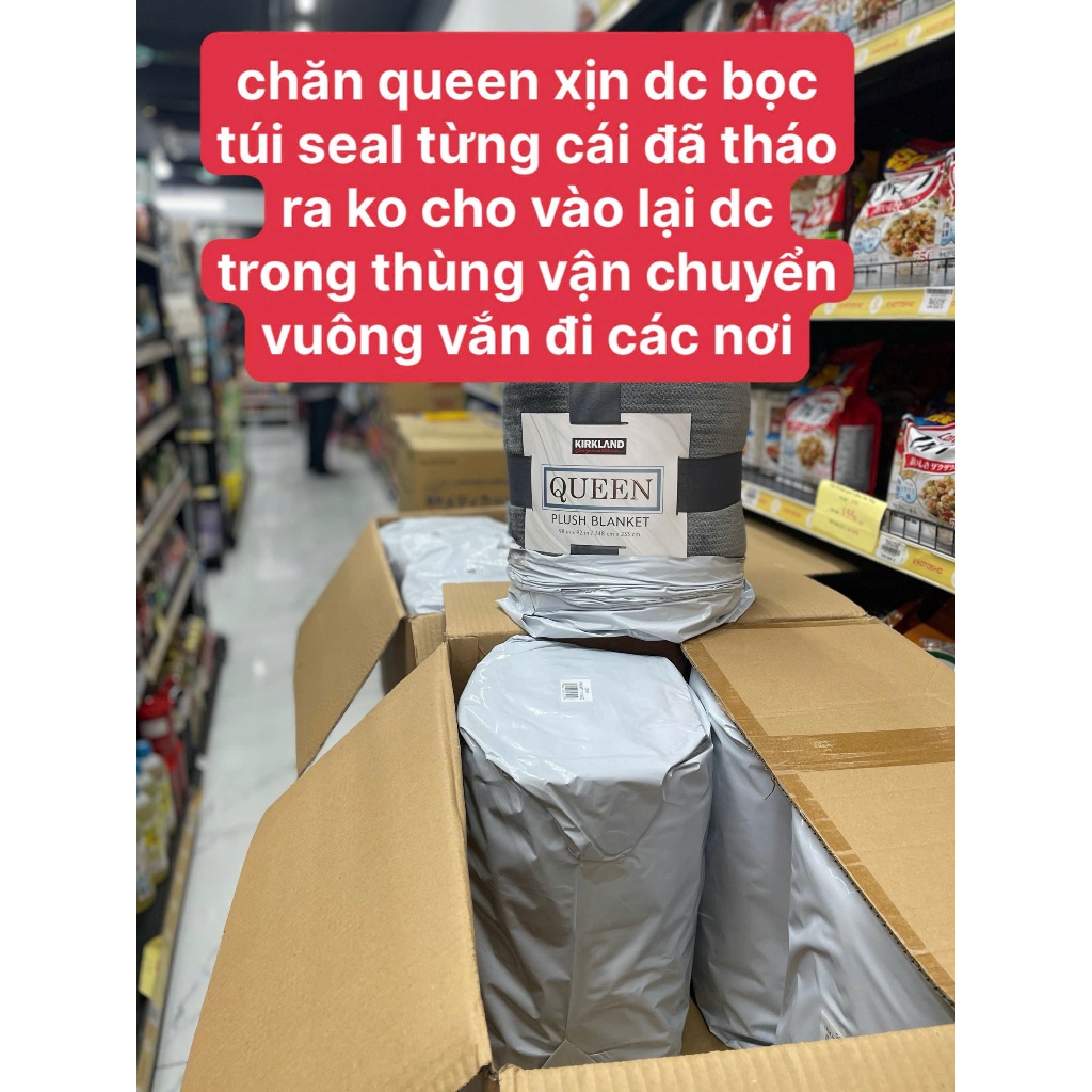 Chăn lông cừu Kirkland Mỹ Queen – Nhập khẩu Costco, có VAT & bill, tờ khai hải quan, chính hãng