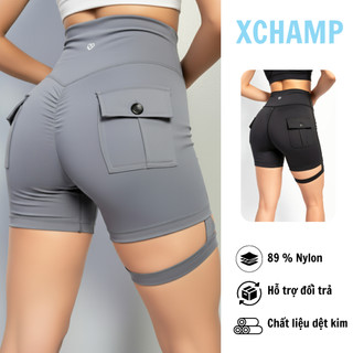 Quần short đùi tập gym tập yoga chất liệu co giãn thoáng mát tôn dáng cho nữ XCHAMP02