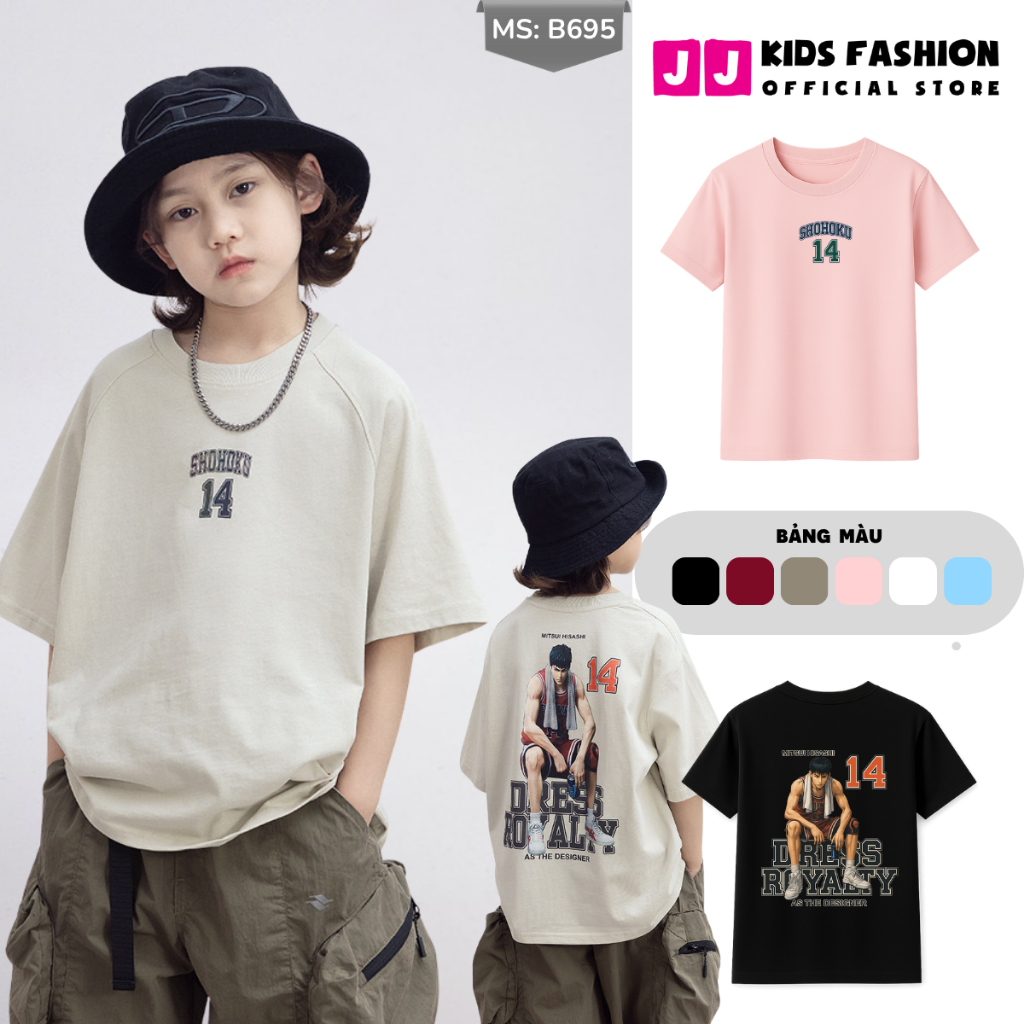 Áo Thun Ngắn Tay Mùa Hè Cho Bé Trai, Bé Gái In Hình Năng Động, Cổ Tròn B695 | JJ Kids Fashion