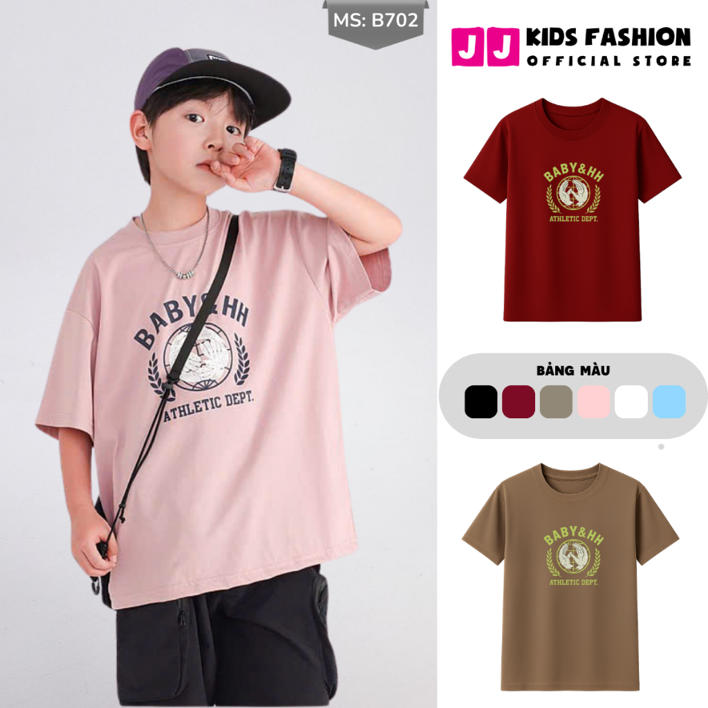 Áo Thun Ngắn Tay Mùa Hè Cho Bé Trai, Bé Gái In Hình Năng Động, Cổ Tròn B702 | JJ Kids Fashion