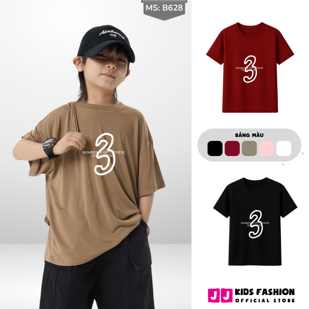 Áo Thun Ngắn Tay Mùa Hè Cho Bé Trai, Bé Gái In Hình Năng Động, Cổ Tròn B628 | JJ Kids Fashion