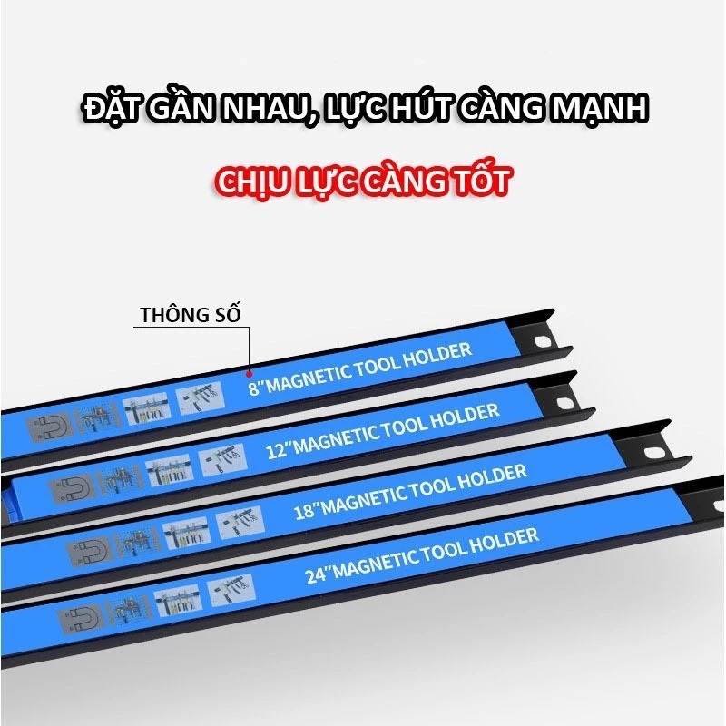 Thanh Nam Châm Chịu Lực Siêu Mạnh Gắn Tủ Kệ Treo Đồ Nghề Nhiều Kích Cỡ Có Từ Tính Vĩnh Cửu