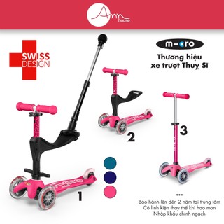 [Thuỵ Sĩ[ Xe scooter Micro Mini 3in1 Plus - Thiết kế 3 trong 1 - Đa tính năng - Bảo hành 2 năm