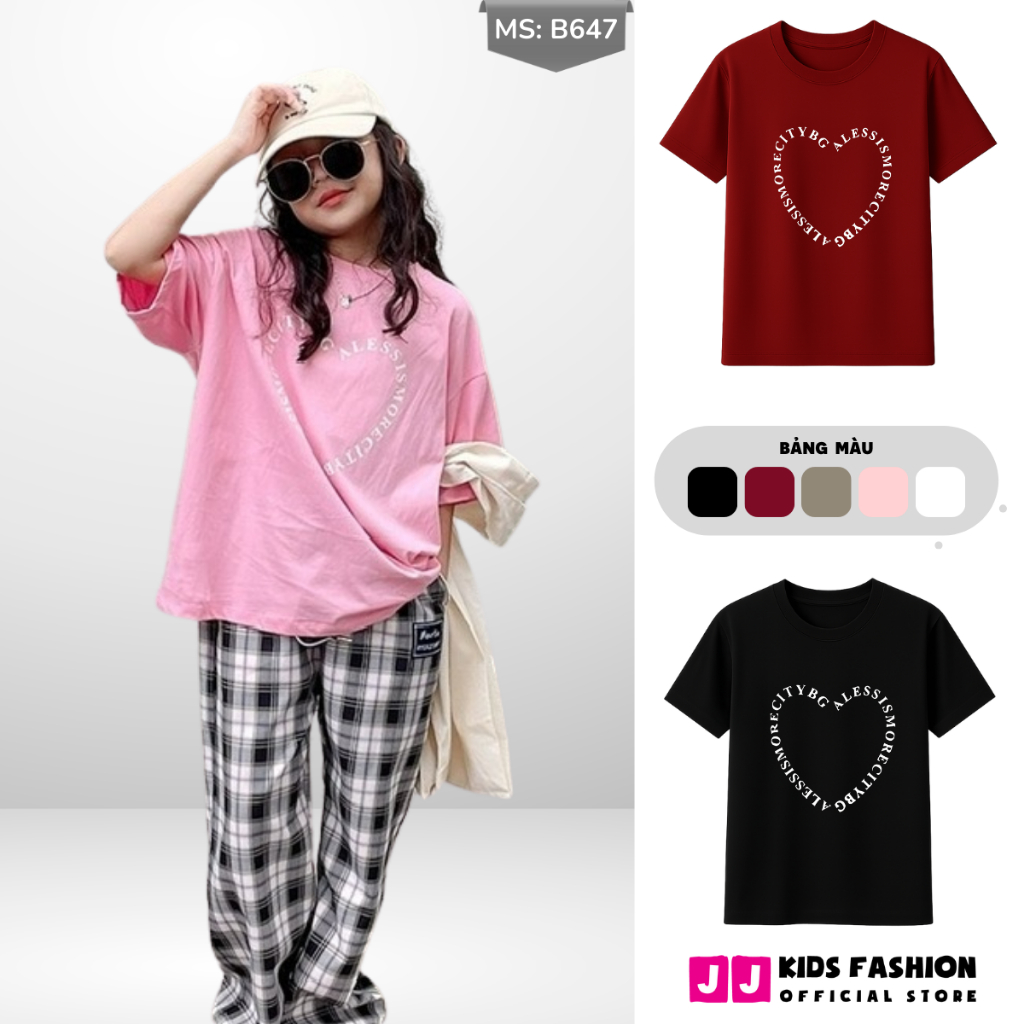 Áo Thun Ngắn Tay Cho Bé Trai, Bé Gái In Hình Năng Động, Cổ Tròn B647 | JJ Kids Fashion