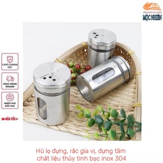 Hũ lọ đựng, rắc gia vị, đựng tăm - chất liệu thủy tinh, bọc inox304