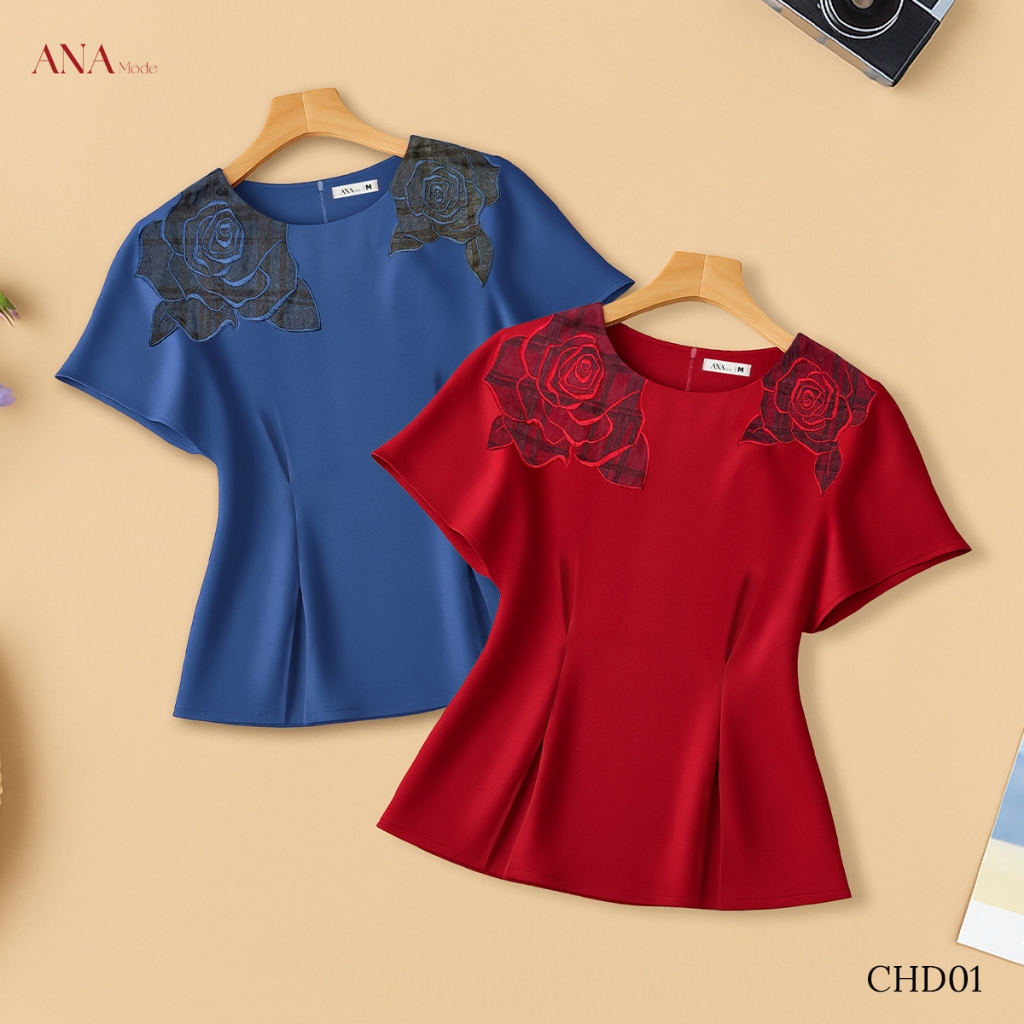 Áo Kiểu Thêu Hoa Trung Niên ANA Mode Chất Liệu Lụa Tô Châu Mềm Mịn Mát Đi Tiệc Quà Tặng Mẹ AK25CHD01