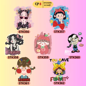 Bộ Hình In, Ủi Nhiệt Sticker Cartoon Girl 06 - CP8 PET Sticker