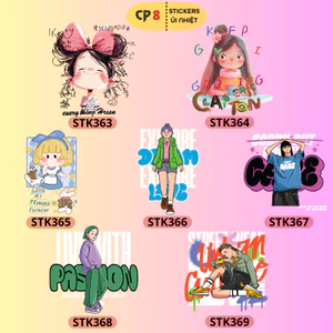 Bộ Hình In, Ủi Nhiệt Sticker Cartoon Girl 07 - CP8 PET Sticker