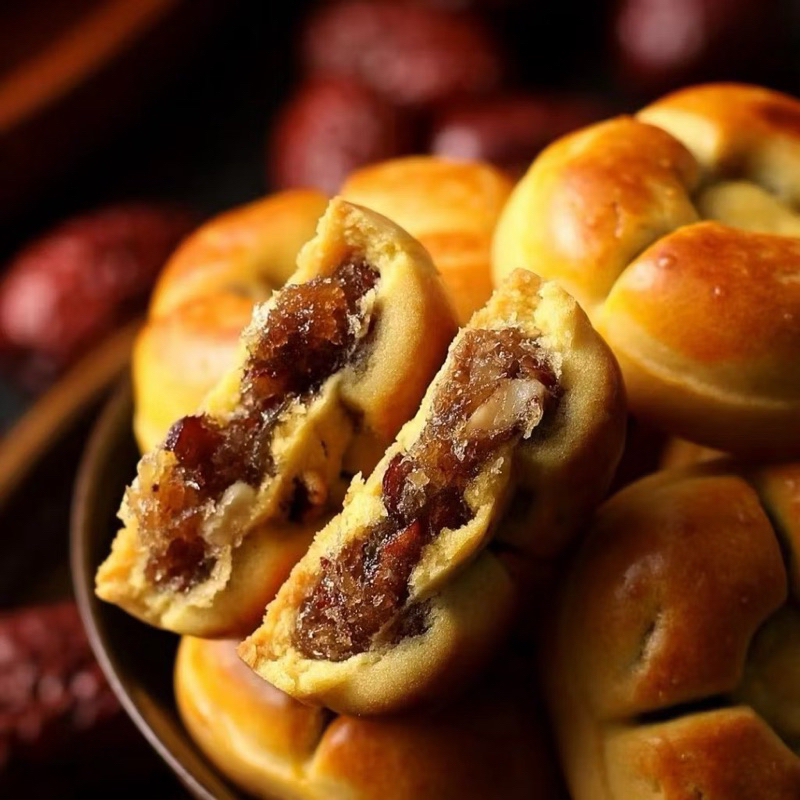 Bánh nướng nhân táo đỏ óc chó không đường