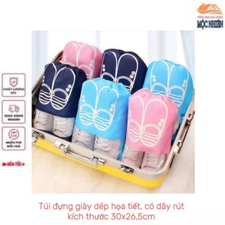 [Size 35x26.5 cm] Túi đựng giầy dép họa tiết, có dây rút - chống bụi bẩn, ẩm mốc