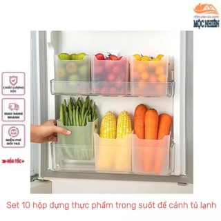 [ Mẫu mới ] Combo 3 hộp đựng thực phẩm trong suốt để cánh tủ lạnh, chất liệu nhựa siêu bền