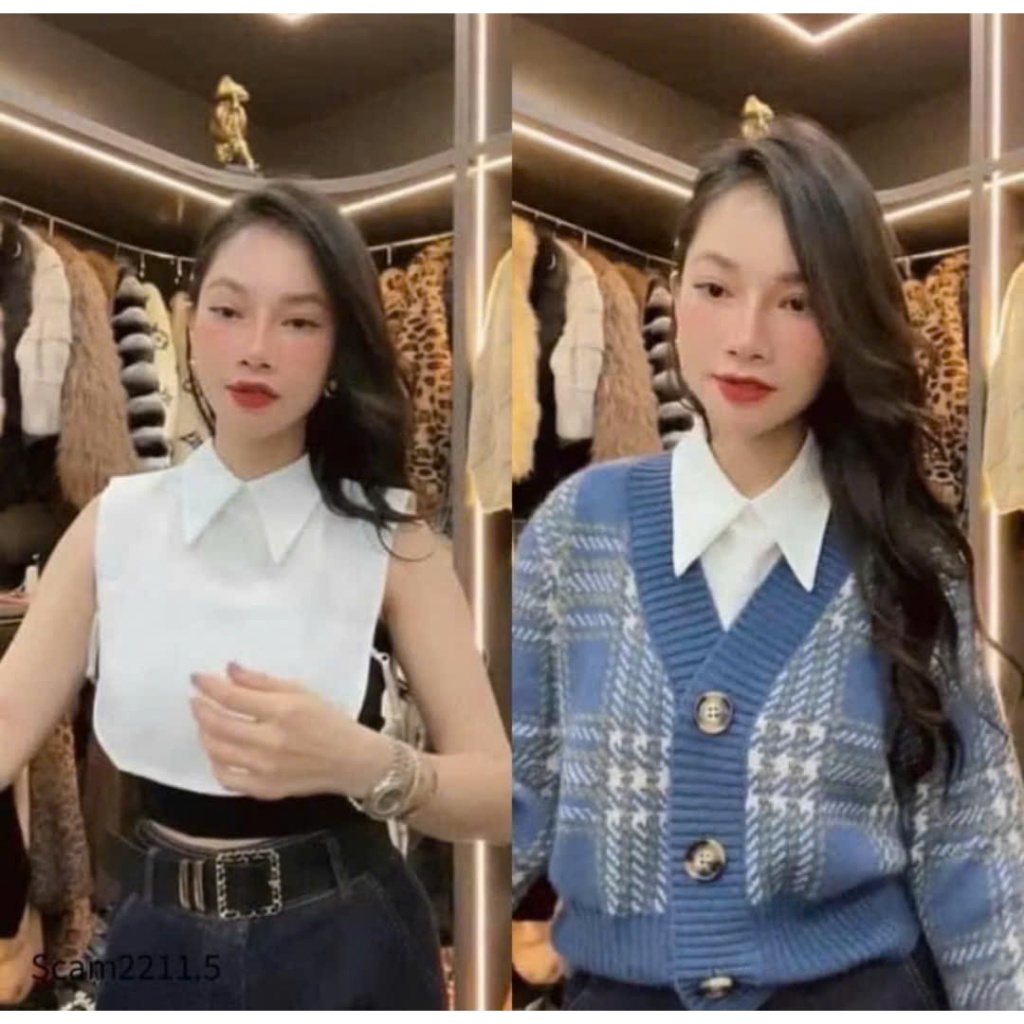 Combo 2 Chiếc Cổ Áo Giả Sơ Mi,Cổ Nhọn,Cổ Sen Thu Đông Phối Đồ Cực Hot,Học Sinh Áo Phông Phối Áo Có Cổ Đi Học freeship