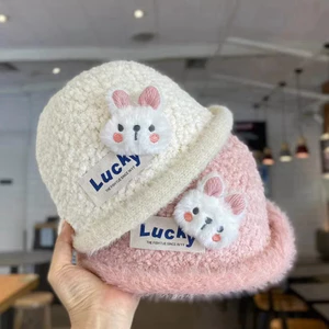 Mũ len lông cừu LUCKY thỏ - Mũ nồi đáng yêu cho bé