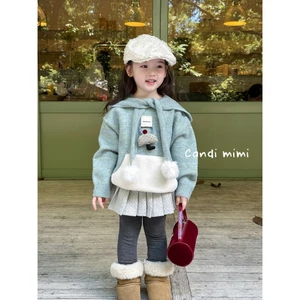 CANDI MIMI Áo Len Có Mũ Đính Quả Bông Xinh NT5628