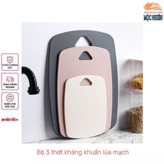 Bộ 3 thớt nhựa kháng khuẩn lúa mạch, làm từ nhựa PP an toàn