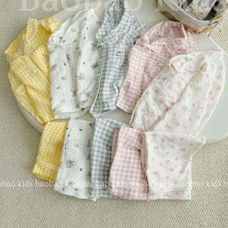Pijama cho bé trai bé gái dài tay thu đông sz 10-30kg, đồ ngủ cho bé dài tay bảng màu siêu xinh