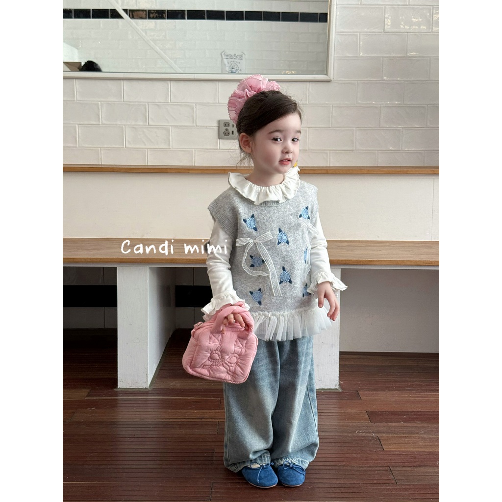 CANDI MIMI Áo Len Sát Nách Gấu Bèo NT5644