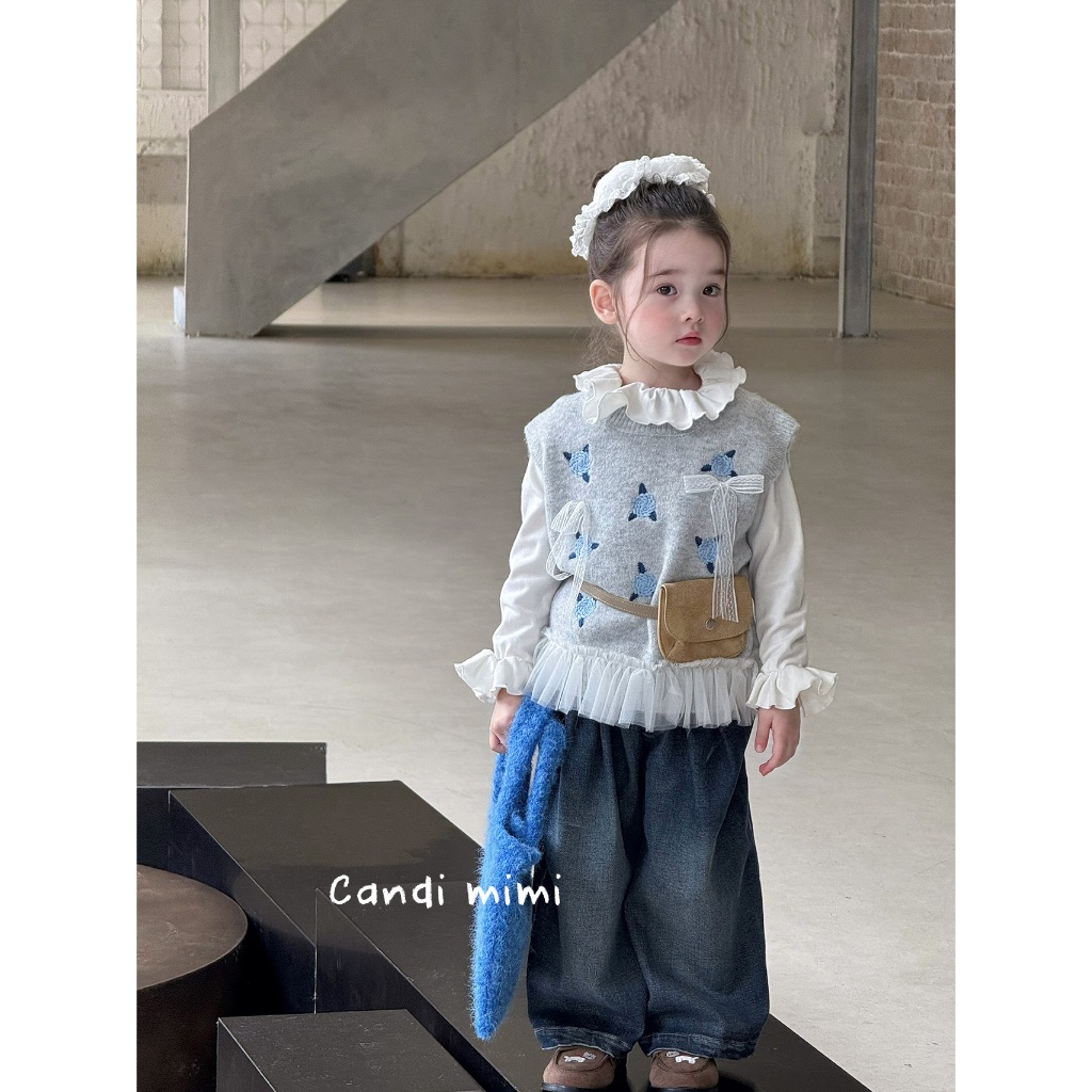 CANDI MIMI Áo Len Sát Nách Gấu Bèo NT5644