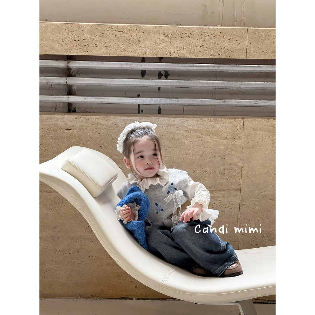 CANDI MIMI Áo Len Sát Nách Gấu Bèo NT5644