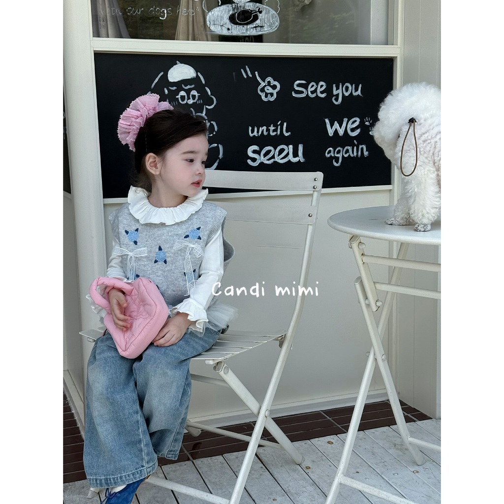 CANDI MIMI Áo Len Sát Nách Gấu Bèo NT5644