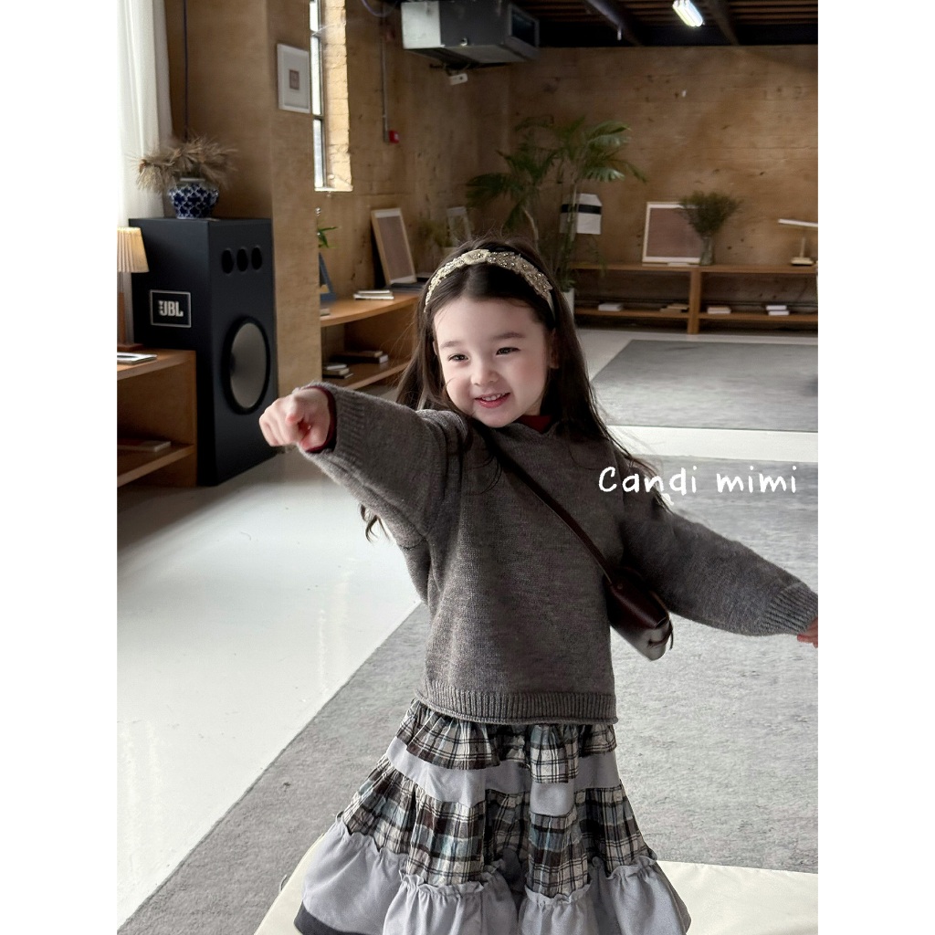 CANDI MIMI Áo Len Xám Trơn NT5714