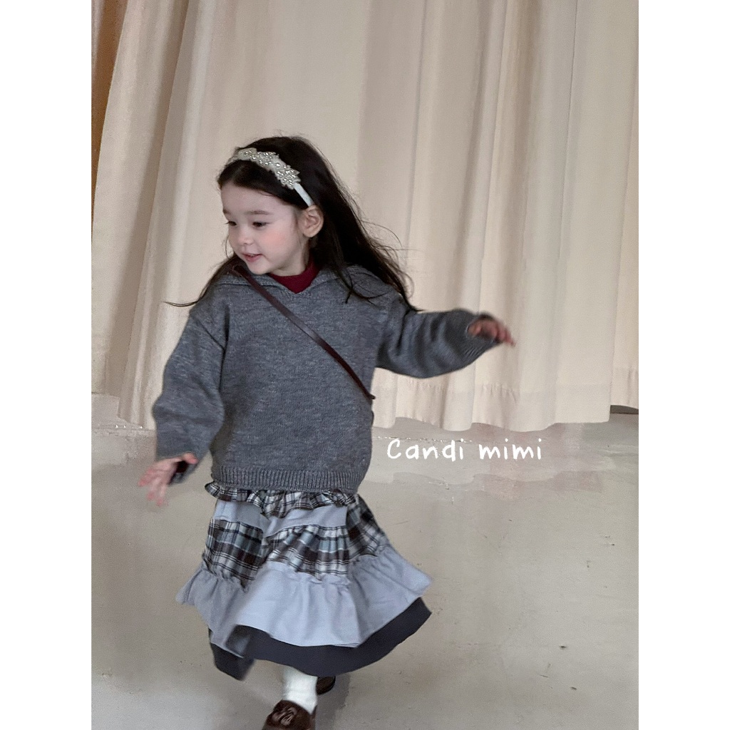 CANDI MIMI Áo Len Xám Trơn NT5714