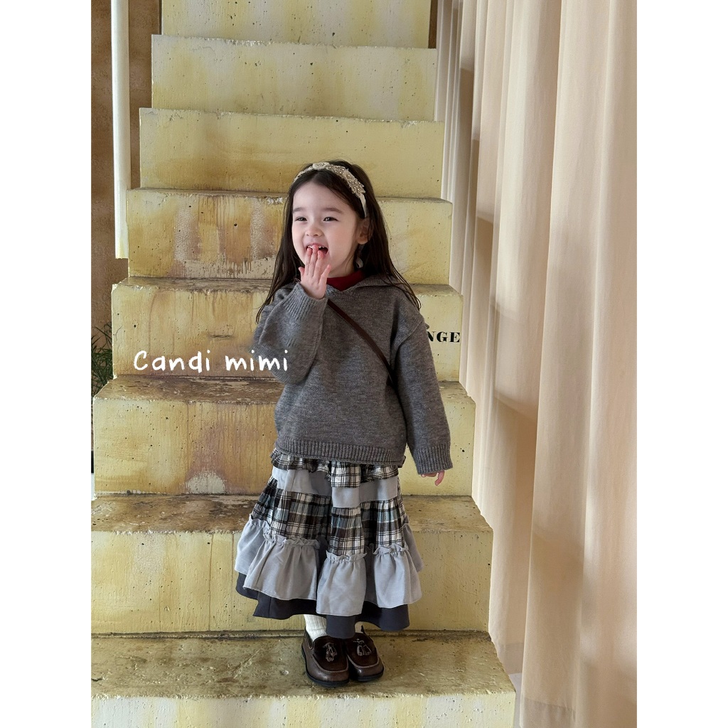 CANDI MIMI Áo Len Xám Trơn NT5714