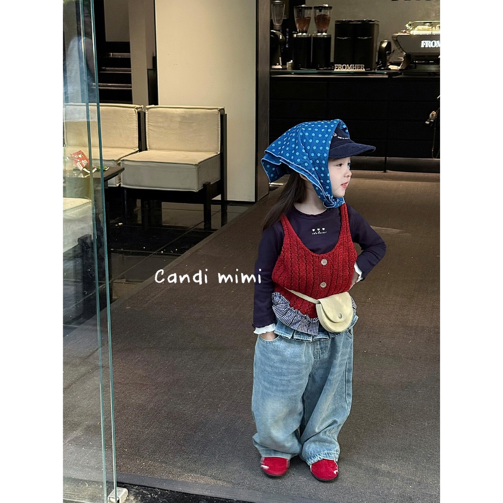 CANDI MIMI Áo Gile Len Cao Cấp Gấu Kẻ NT5720