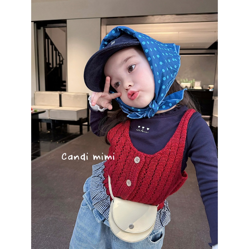 CANDI MIMI Áo Gile Len Cao Cấp Gấu Kẻ NT5720