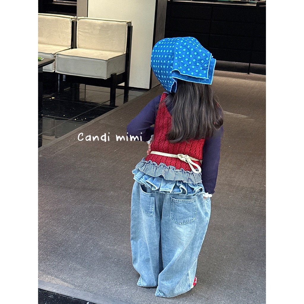 CANDI MIMI Áo Gile Len Cao Cấp Gấu Kẻ NT5720