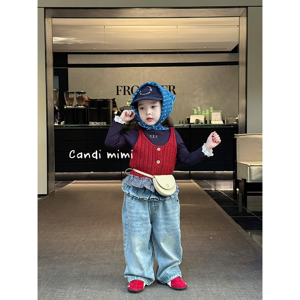 CANDI MIMI Áo Gile Len Cao Cấp Gấu Kẻ NT5720