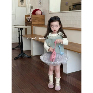 CANDI MIMI Áo Gile Len Ngôi Nhà Màu Hồng NT5731