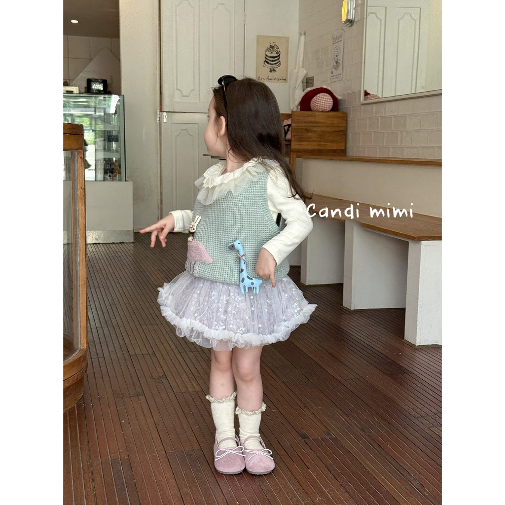CANDI MIMI Áo Gile Len Ngôi Nhà Màu Hồng NT5731