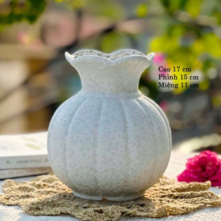 Bình Hoa Men Atlantis Bát Tràng, Lọ Hoa Đẹp Màu Trắng Ngà Decor Trang Trí Nhà Cửa
